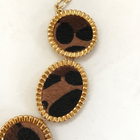 TALBOTS Statement Necklace Leopard Print Black and Gold - Picture 3 of 15